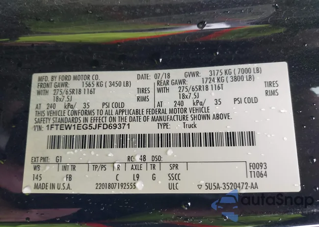 1FTEW1EG5JFD69371: 42283338