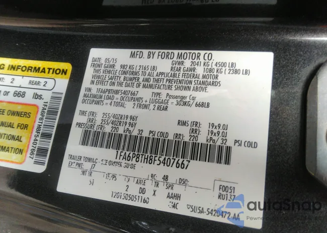 1FA6P8TH8F5407667: 42283455