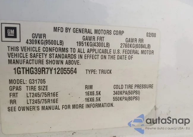 1GTHG39R7Y1205564: 42283490