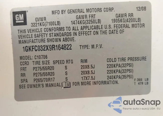 1GKFC032X9R164822: 42283817