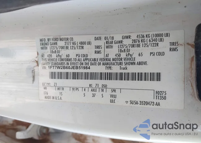 1FT7W2B60JEB51984: 42282958