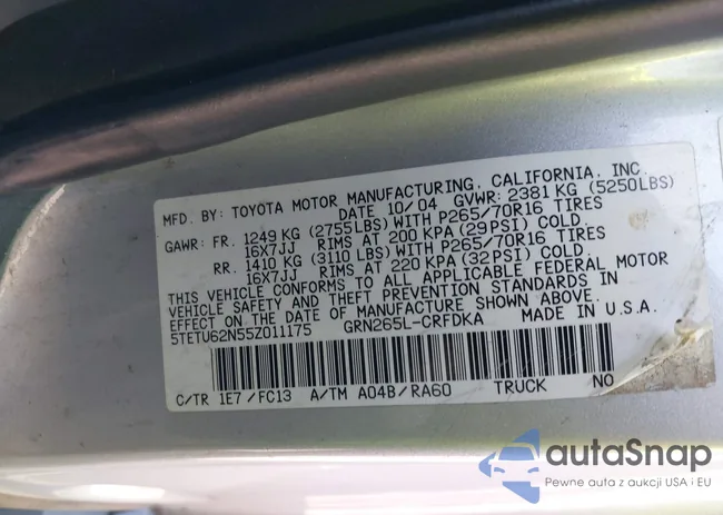 5TETU62N55Z011175: 42283171