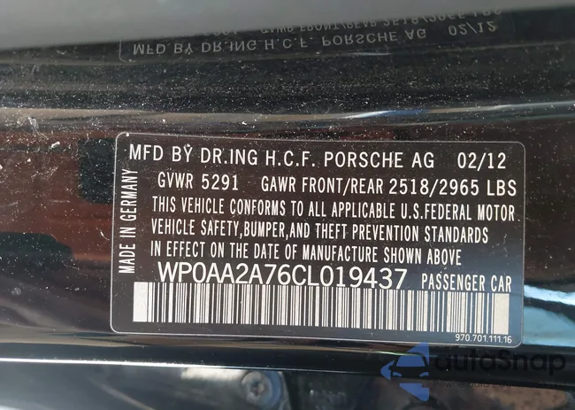 WP0AA2A76CL019437: 42284312