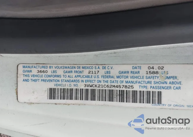 3VWCK21C62M457825: 42284650