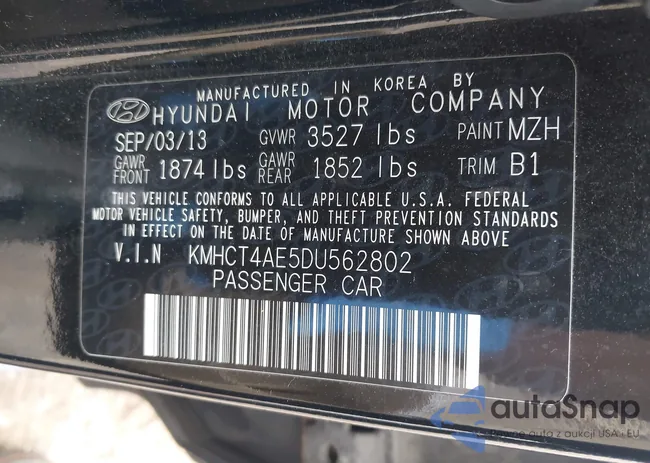 KMHCT4AE5DU562802: 42283882