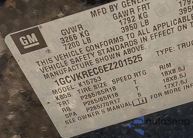 1GCVKREC6EZ201525: 42285327