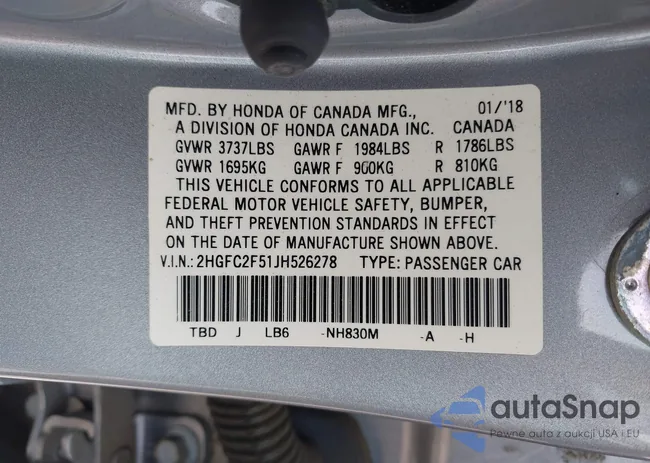 2HGFC2F51JH526278: 42285572