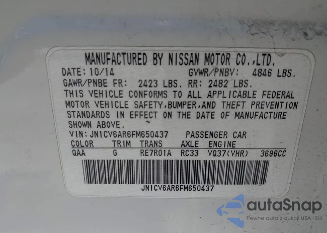 JN1CV6AR6FM650437: 42285606