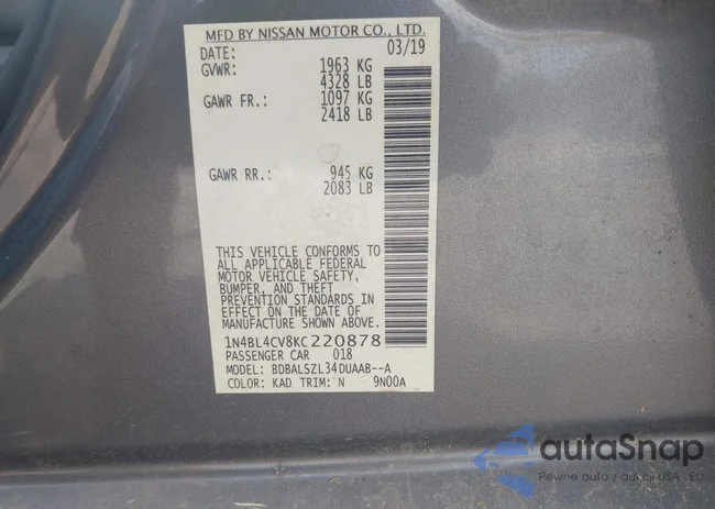 1N4BL4CV8KC220878: 42285686