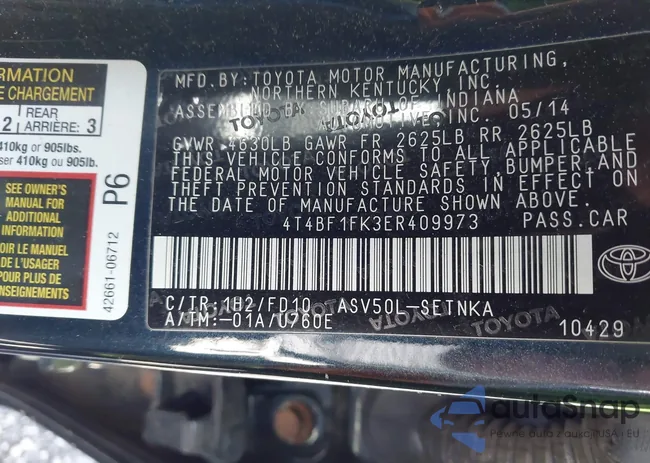 4T4BF1FK3ER409973: 42285759