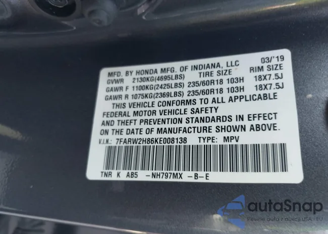 7FARW2H86KE008138: 42285809