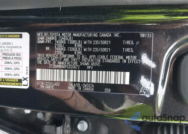 2T2BAMBA6PC020672: 42284873