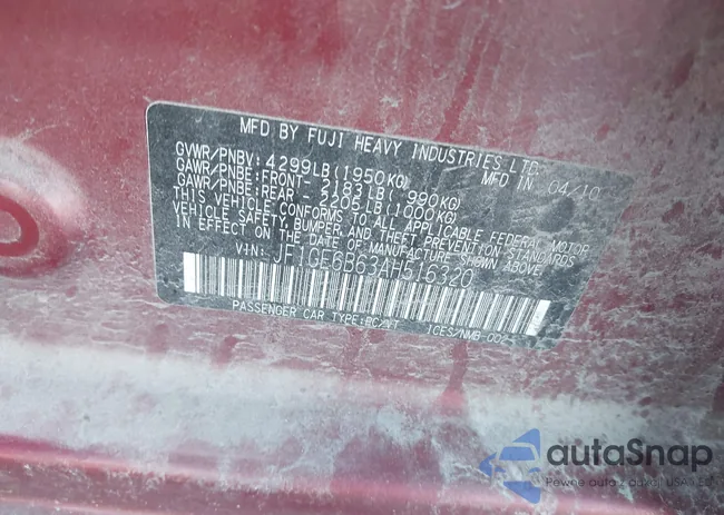 JF1GE6B63AH516320: 42284885