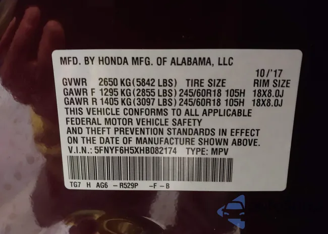 5FNYF6H5XHB082174: 42284917