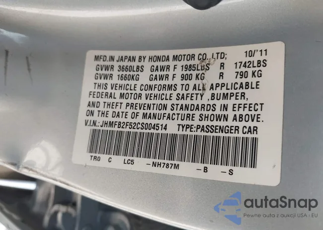 JHMFB2F52CS004514: 42285183