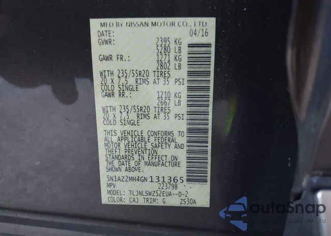 5N1AZ2MH4GN131365: 42286742