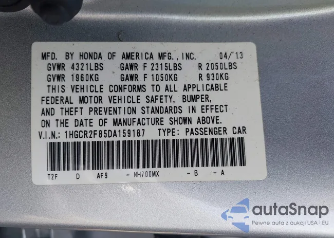 1HGCR2F85DA159187: 42286138