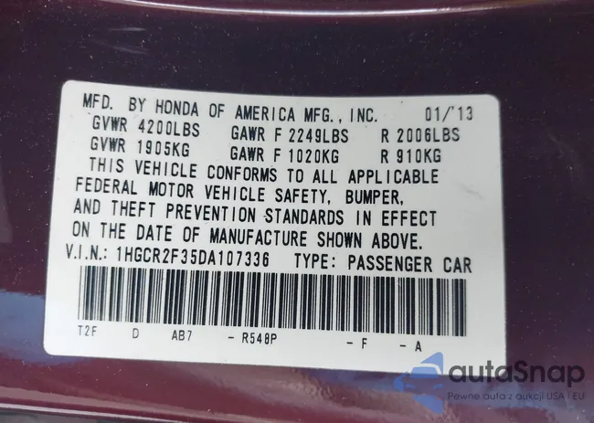 1HGCR2F35DA107336: 42286140