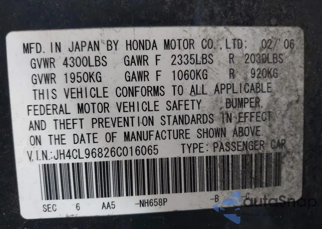 JH4CL96826C016065: 42287214