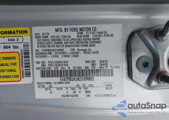 1FATP8UH5K5109802: 42287629