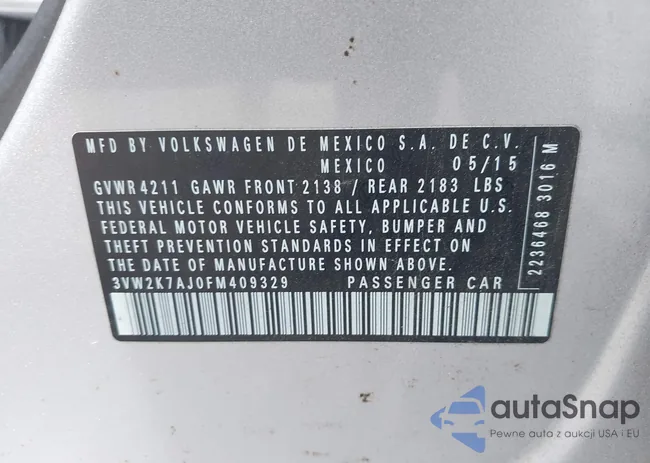 3VW2K7AJ0FM409329: 42287709