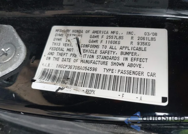 1HGCP36708A054596: 42287737