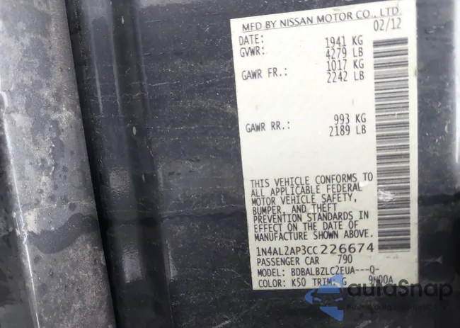 1N4AL2AP3CC226674: 42287093