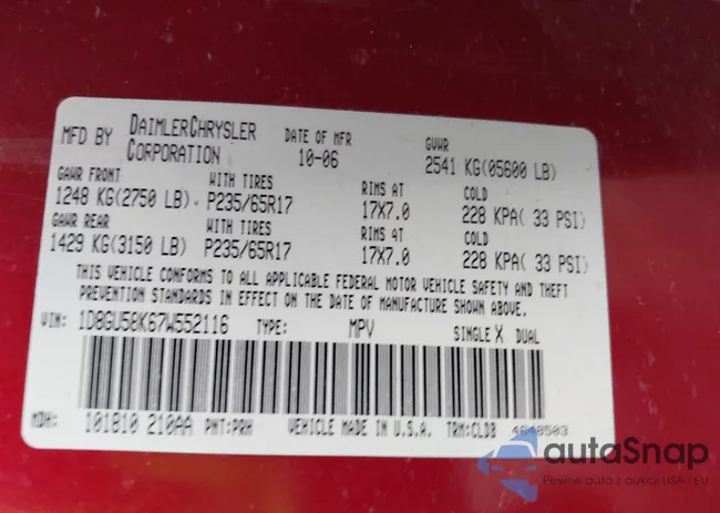 1D8GU58K67W552116: 42287155