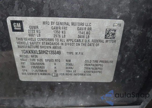 1GKKNXLS8HZ135349: 42288358