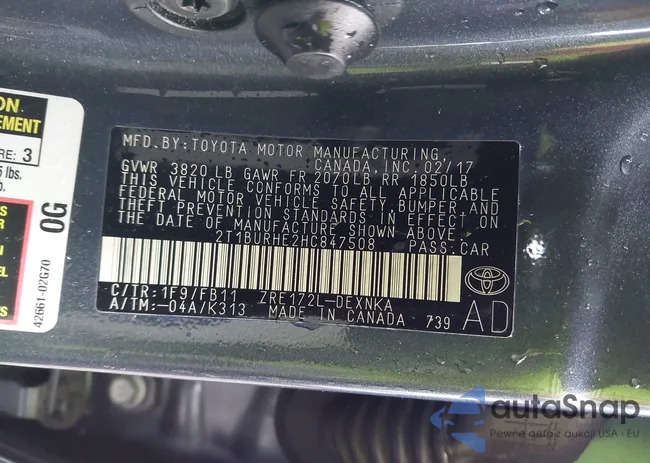 2T1BURHE2HC847508: 42288401