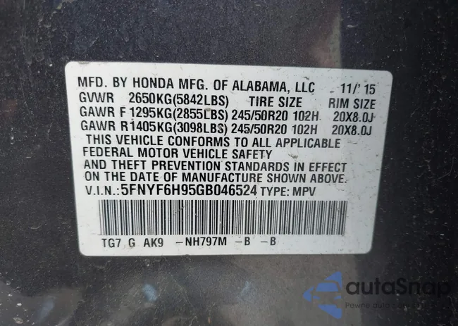 5FNYF6H95GB046524: 42288448