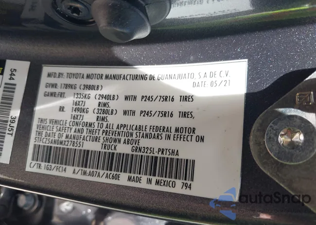 5TFCZ5AN0MX278551: 42288483