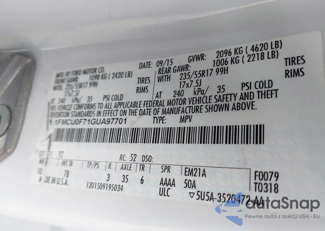 1FMCU0F71GUA97701: 42288539