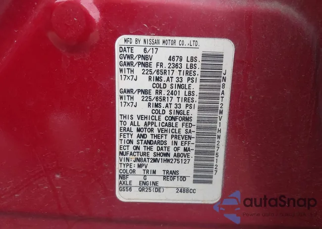 JN8AT2MV1HW275127: 42288743