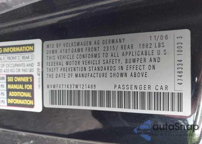 WVWFV71K37W121469: 42288797