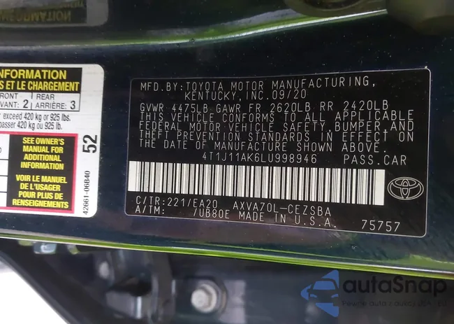 4T1J11AK6LU998946: 42287921