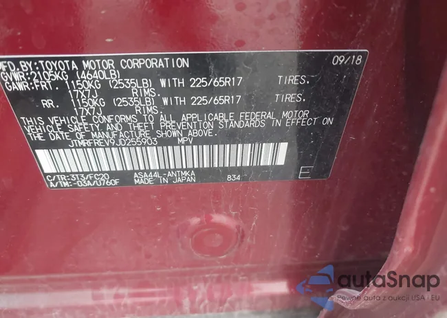 JTMRFREV9JD255903: 42287932