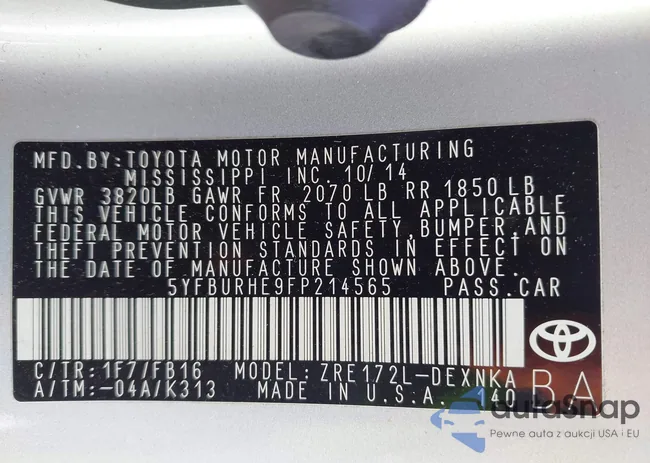 5YFBURHE9FP214565: 42288068