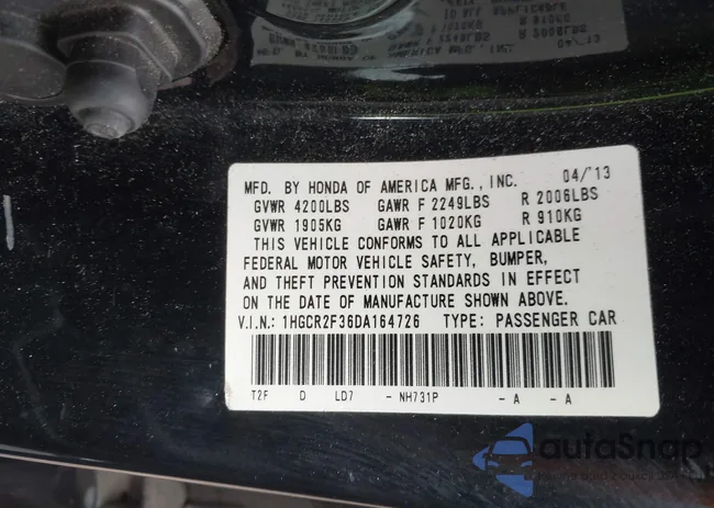 1HGCR2F36DA164726: 42288085