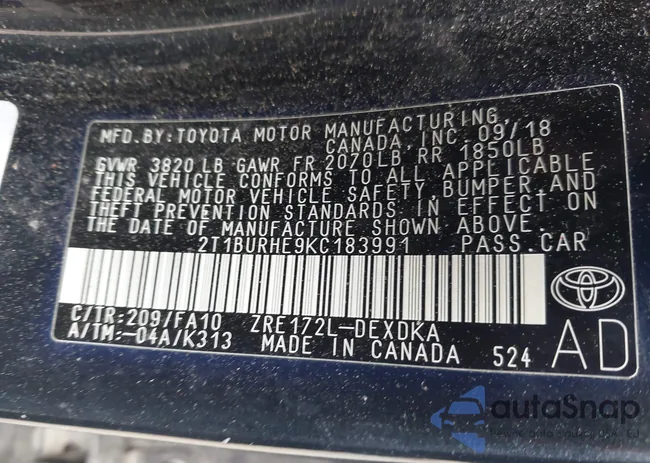 2T1BURHE9KC183991: 42288129