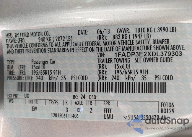 1FADP3E2XDL379303: 42288153