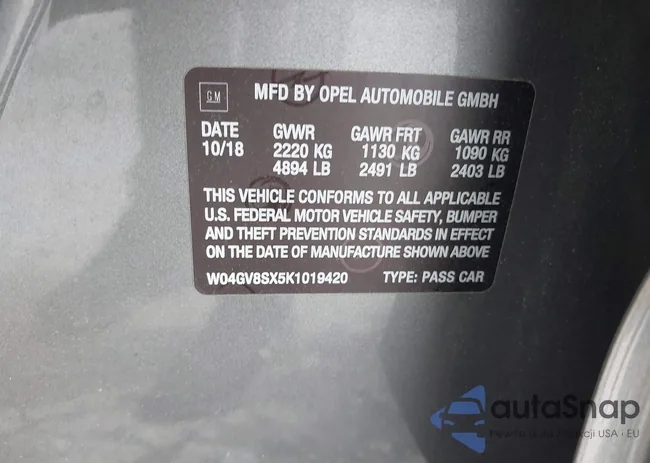 W04GV8SX5K1019420: 42289327