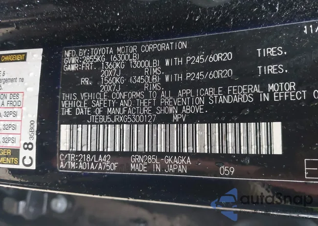 JTEBU5JRXG5300127: 42289334