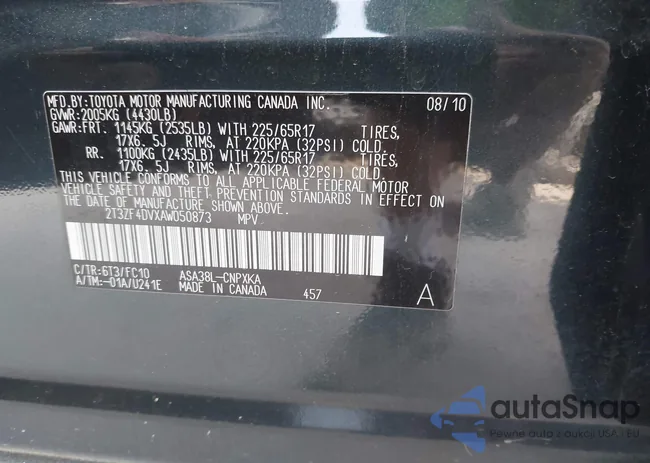 2T3ZF4DVXAW050873: 42289348