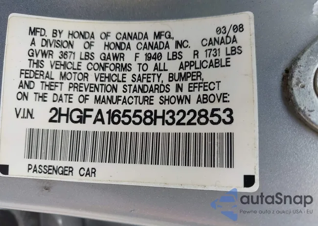 2HGFA16558H322853: 42289471