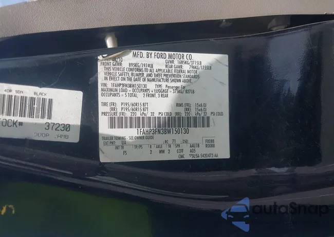 1FAHP3FN3BW150130: 42289606