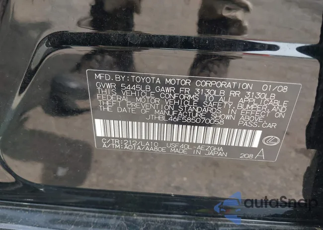 JTHBL46F585070058: 42289626