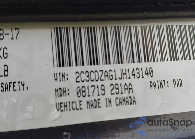 2C3CDZAG1JH143140: 42289674