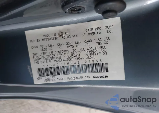 4A3AC74H03E124956: 42289701