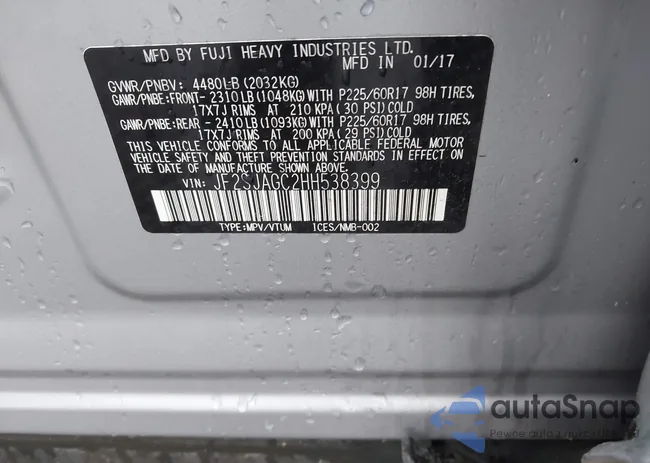 JF2SJAGC2HH538399: 42289001